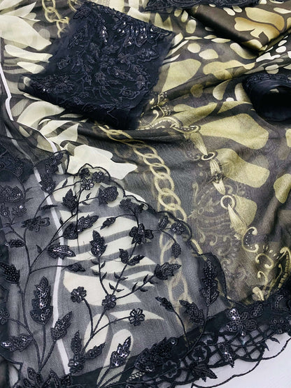 MB GREENISH CHEETAH PRINT LAWN