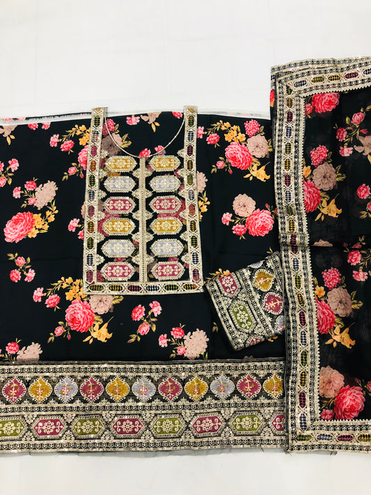 ANEELA BLACK LUXURY SILK DRESS