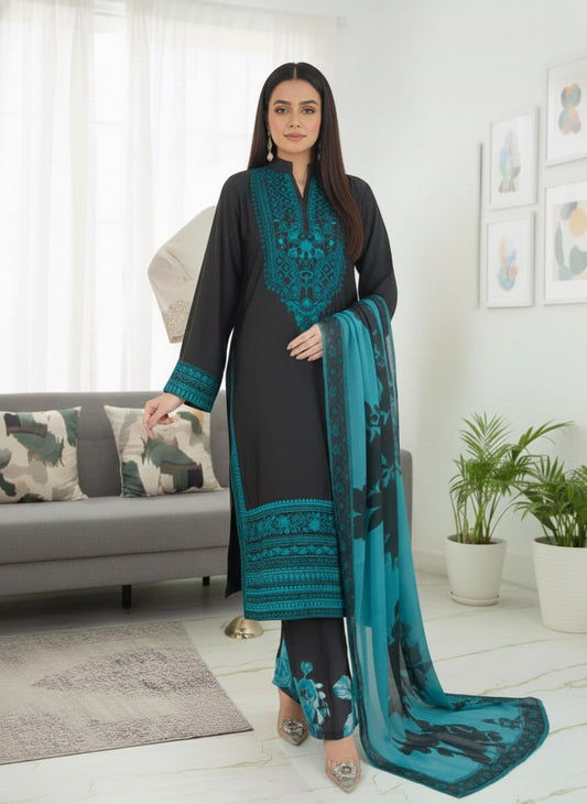 BLACK SEA GREEN SILK PRET 005
