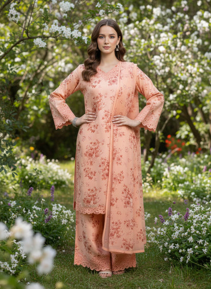 PEACH FLOWERS SILK PRET