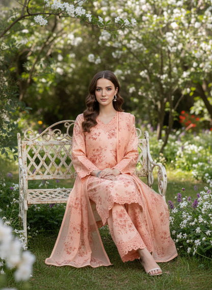 PEACH FLOWERS SILK PRET