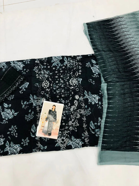 AFROZE B - GREY CHICKEN KARI LAWN - SR FABRICS