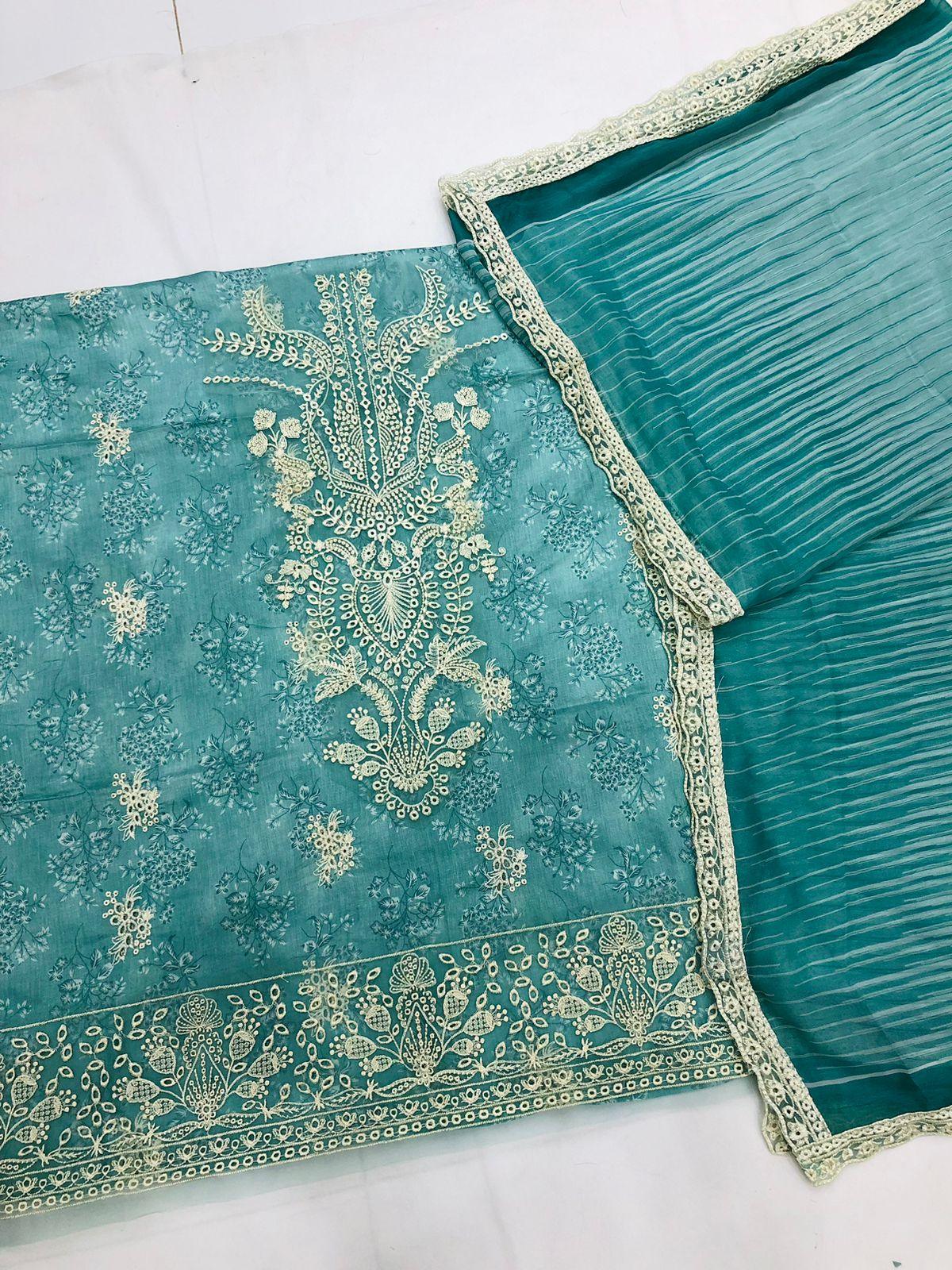 AFROZE ICE GREEN CHICKEN KARI LAWN - SR FABRICS
