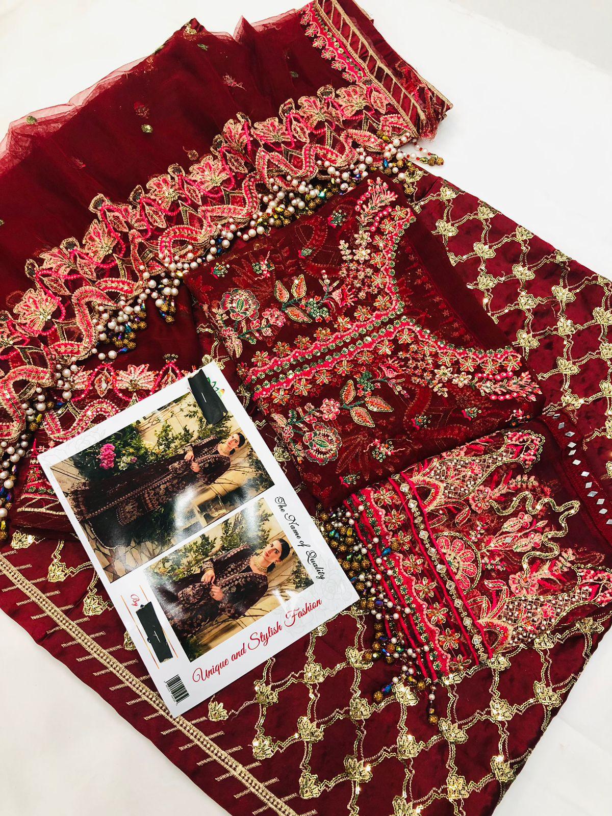 AFROZEH MAHROON - SR FABRICS
