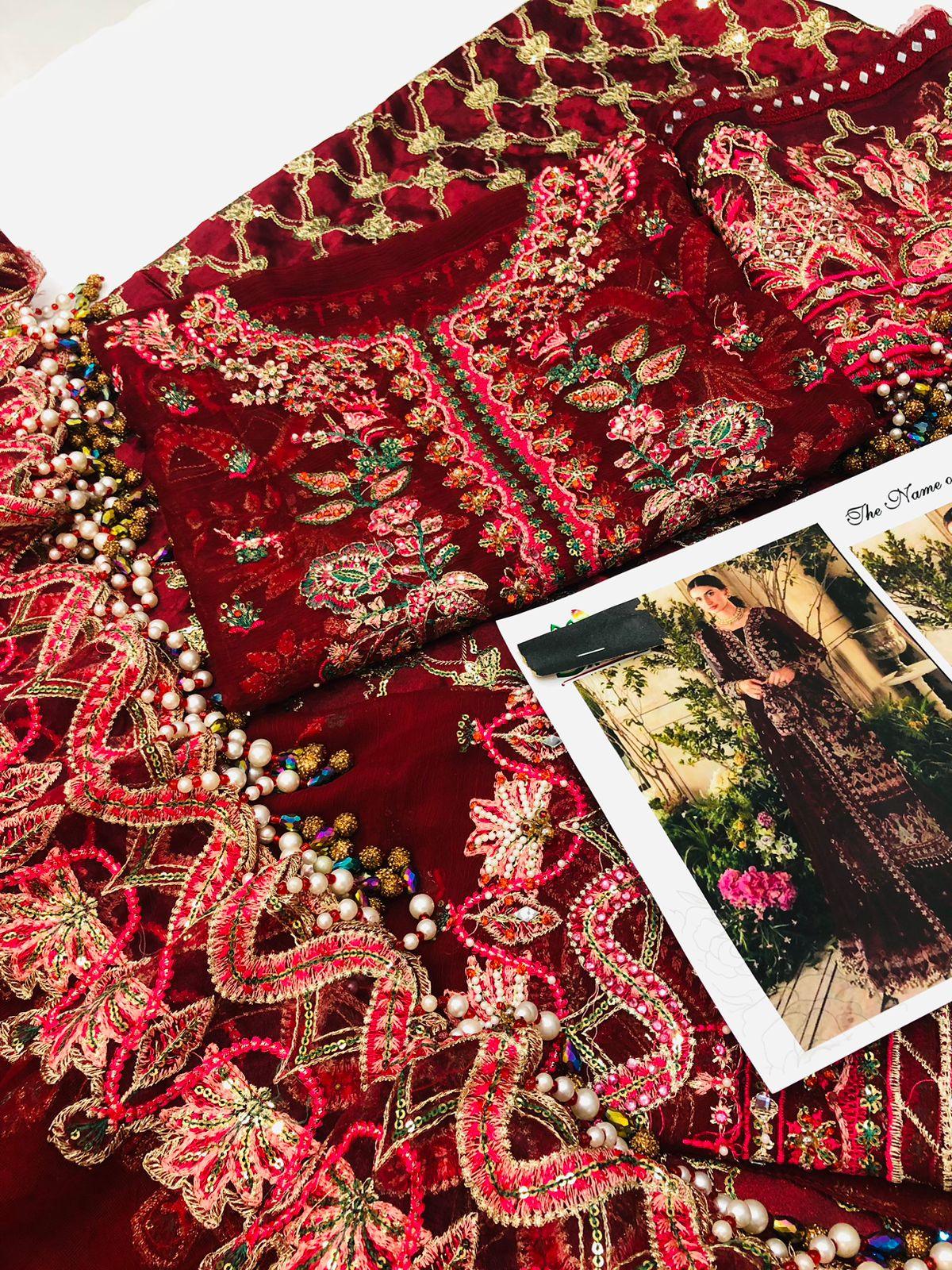 AFROZEH MAHROON - SR FABRICS