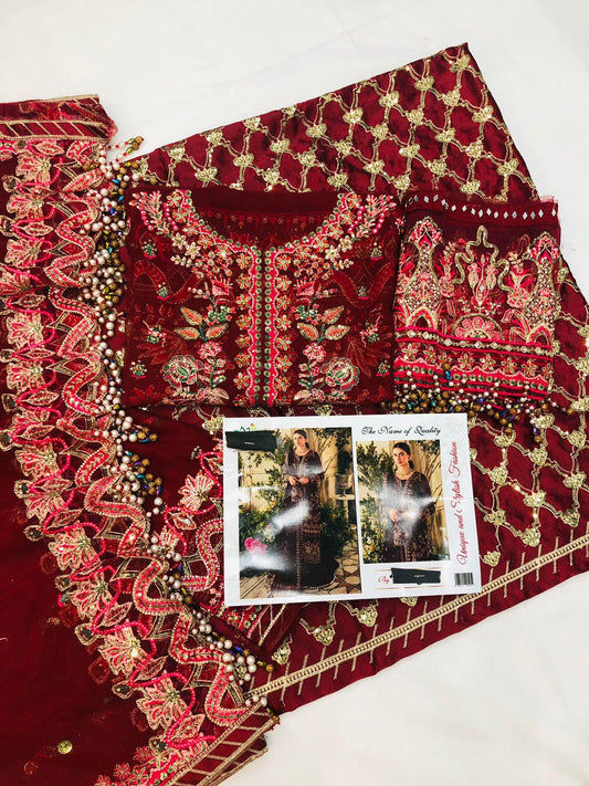 AFROZEH MAHROON - SR FABRICS