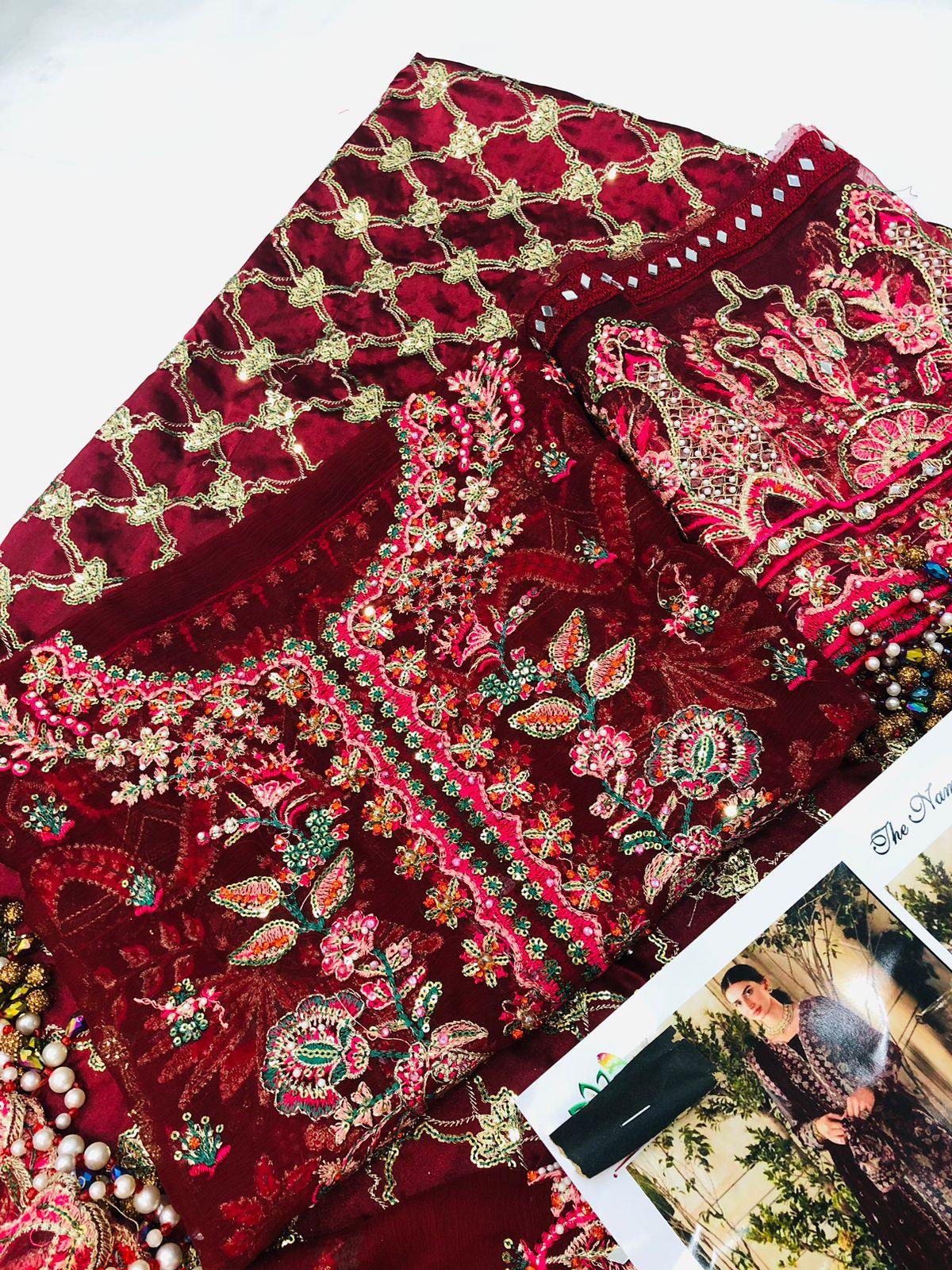 AFROZEH MAHROON - SR FABRICS