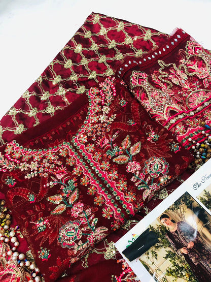 AFROZEH MAHROON - SR FABRICS