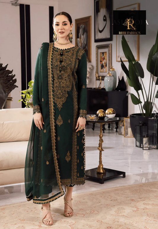 AJ BOTTLE GREEN SHAFOON - SR FABRICS