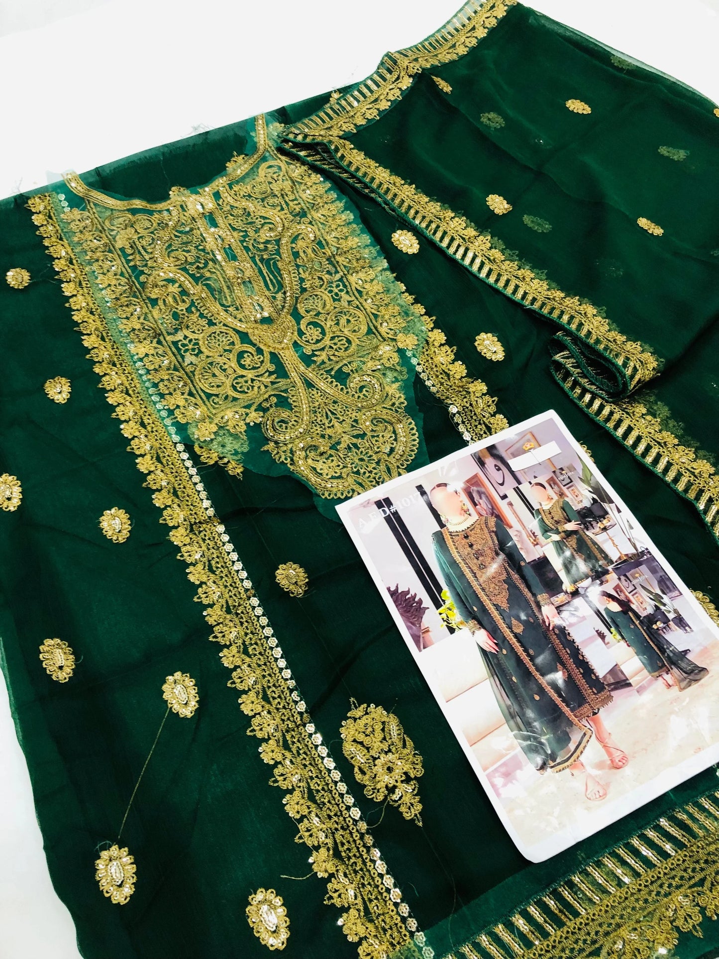 AJ BOTTLE GREEN SHAFOON - SR FABRICS