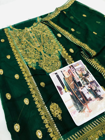 AJ BOTTLE GREEN SHAFOON - SR FABRICS