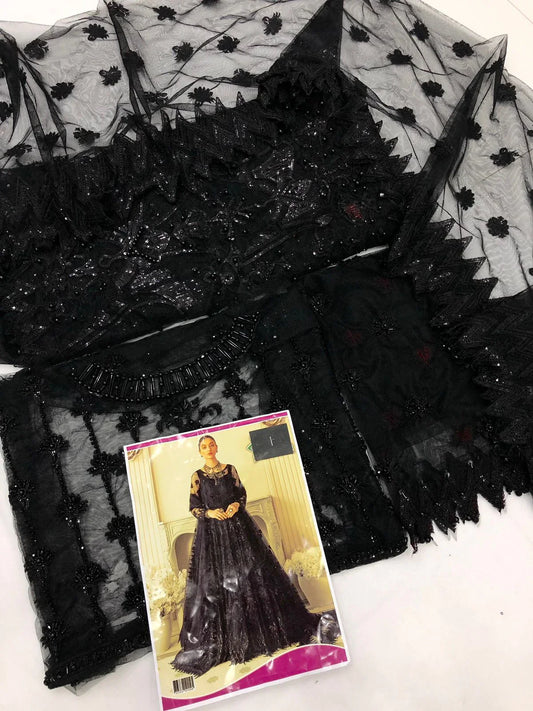 AKBER BLACK NET MAKSI - SR FABRICS