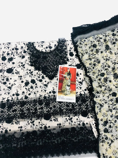 ANEELA SKIN BLACK LAWN - SR FABRICS