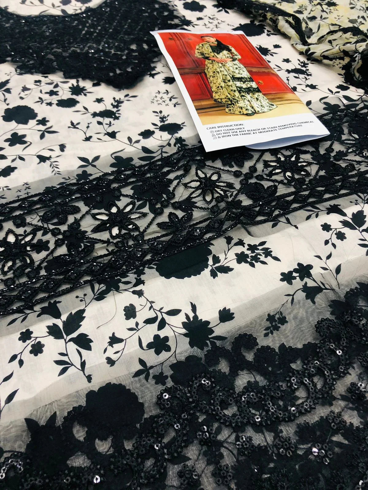 ANEELA SKIN BLACK LAWN - SR FABRICS