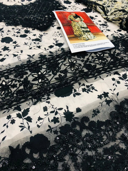 ANEELA SKIN BLACK LAWN - SR FABRICS