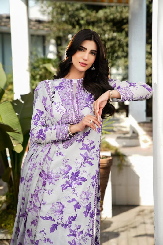 ANEELAS PURPLE LEAVES LAWN - SR FABRICS