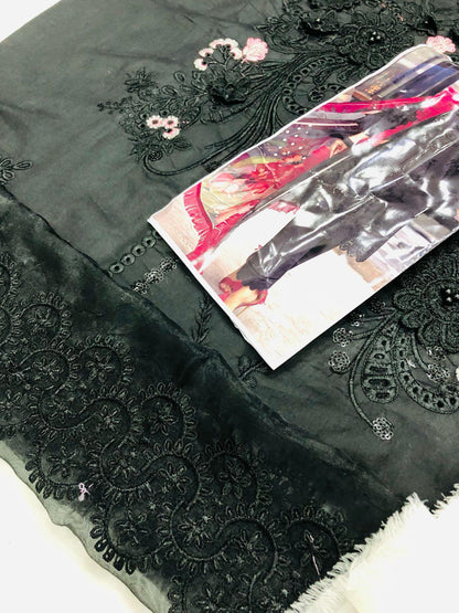 BAREEZE BLACK 3D CHICKEN KARI LAWN - SR FABRICS