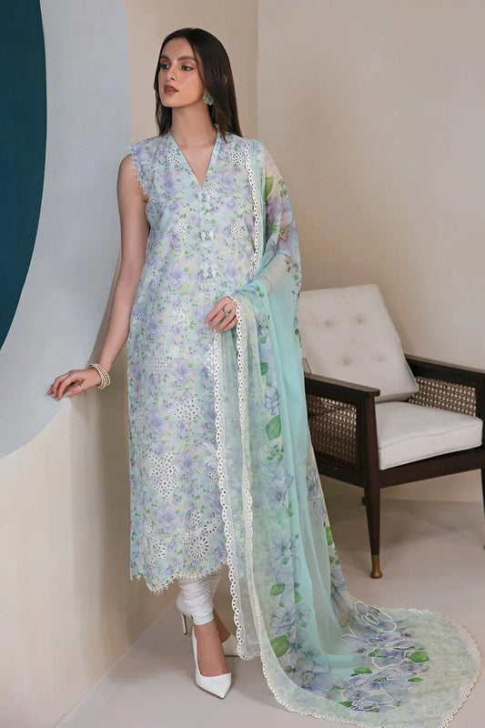 BAROQUE AQUA CHICKEN KARI LAWN - SR FABRICS