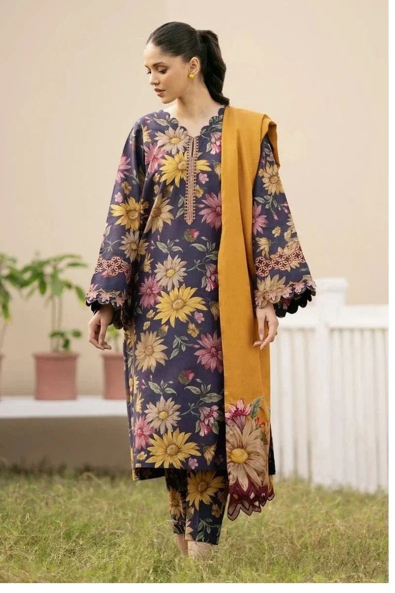 BAROQUE BLUE SUNFLOWERS LAWN - SR FABRICS