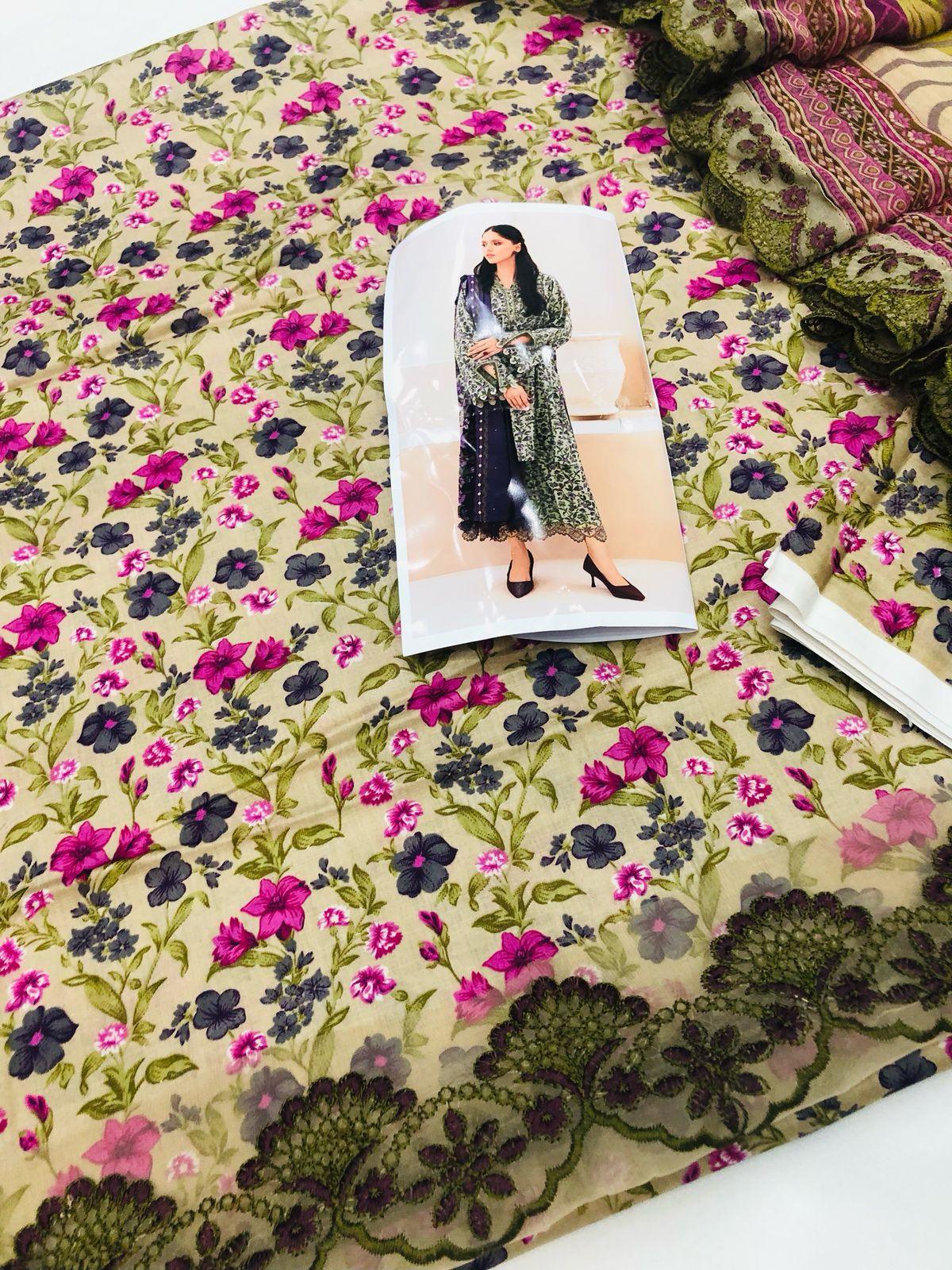 BAROQUE PURPLE CUTWORK DUPATTA DIGITAL LAWN - SR FABRICS