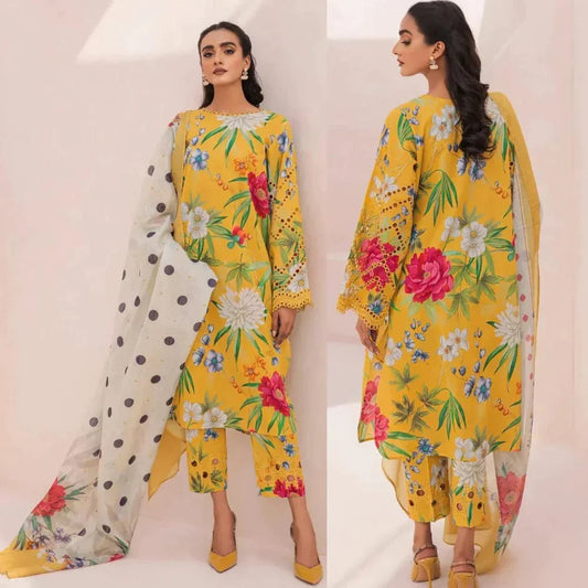 BAROQUE YELLOW LAWN - SR FABRICS