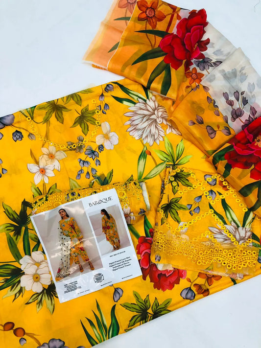 BAROQUE YELLOW LAWN - SR FABRICS