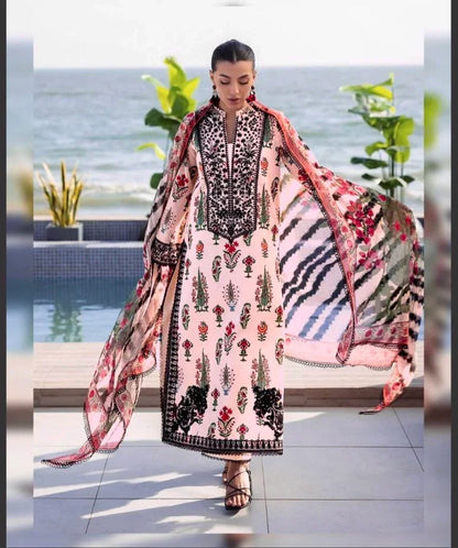 CHINA SILK BABY PINK MULTI