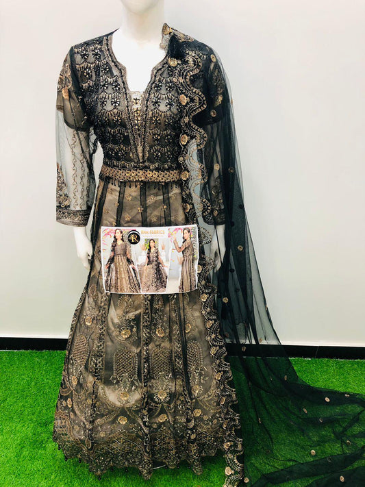 BLACK BOMB STICHED NET MAKSI - SR FABRICS