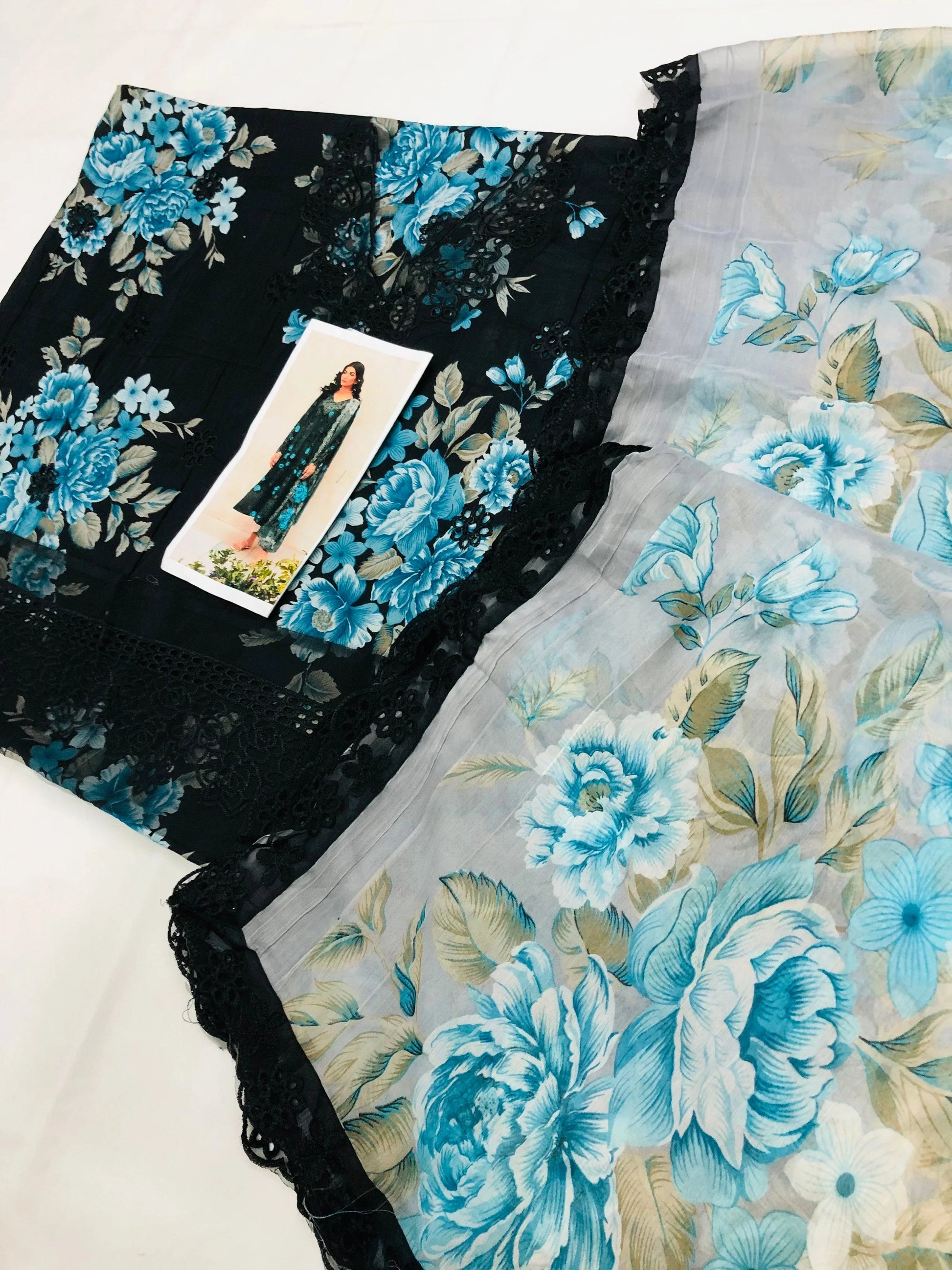 BLACK CHICKEN KARI LAWN - SR FABRICS