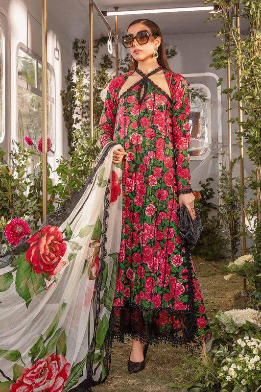 BLACK MULTI DIGITAL PRINTED LAWN - SR FABRICS