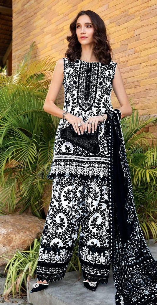 BLACK SNAKE PRINTED LAWN - SR FABRICS