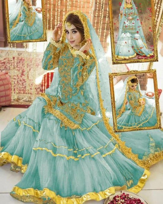 BRIDAL ENGLISH GREEN GARARA - SR FABRICS