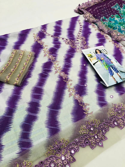 CHARIZMA ZEBRA PURPLE LAWN - SR FABRICS