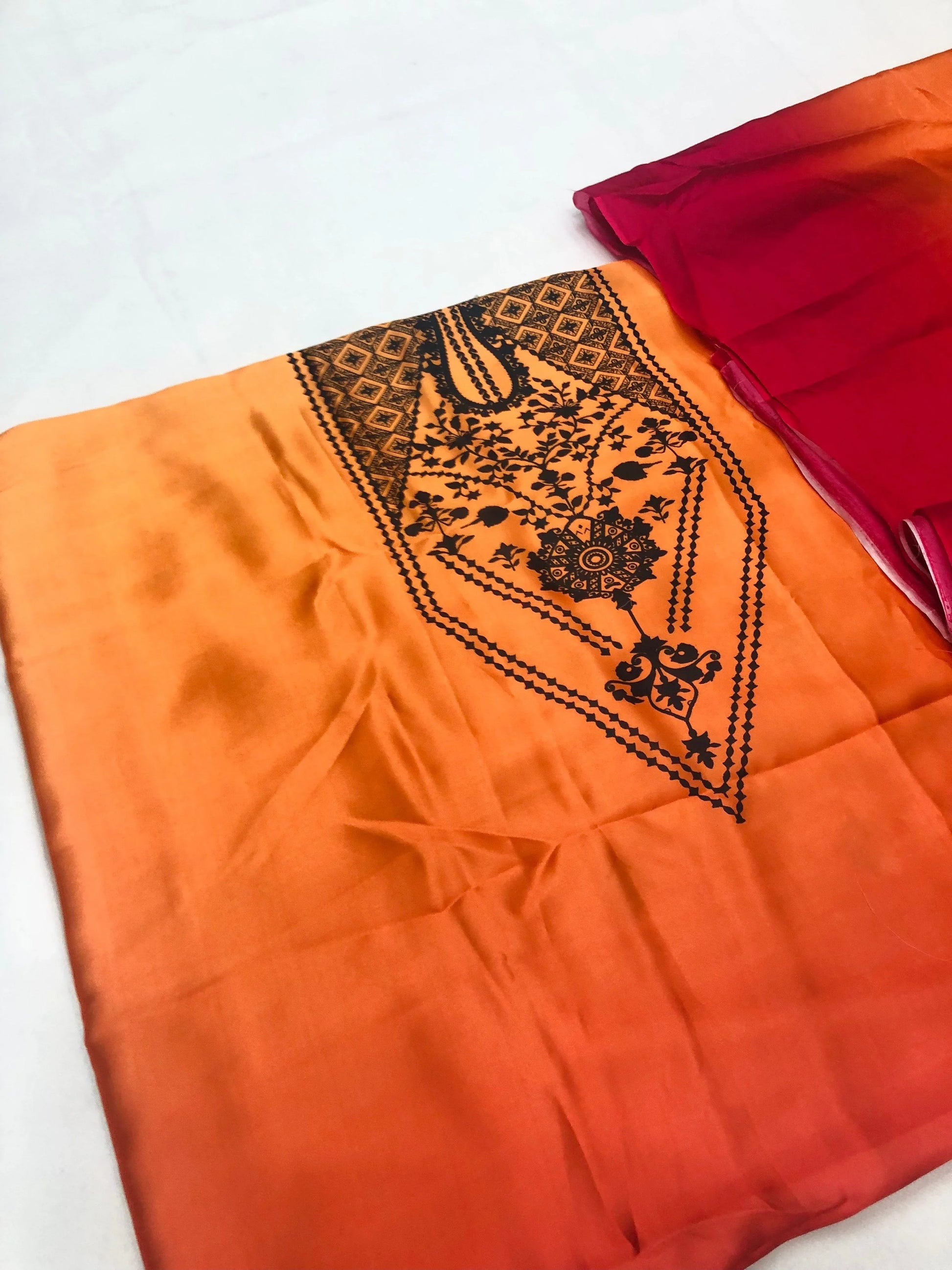 CHINA SILK ORANGE DRESS - SR FABRICS