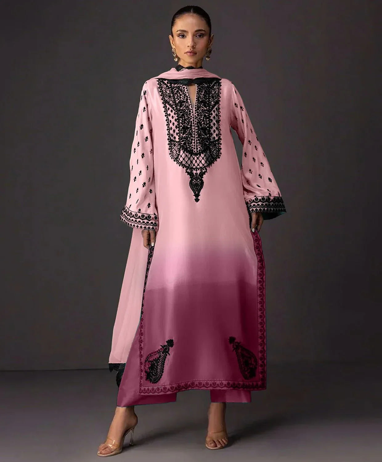 CHINA SILK PINK DRESS - SR FABRICS