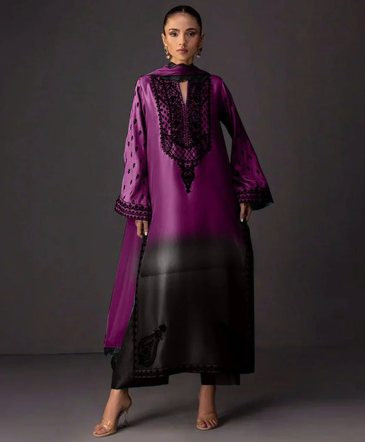 CHINA SILK PURPLE DRESS - SR FABRICS