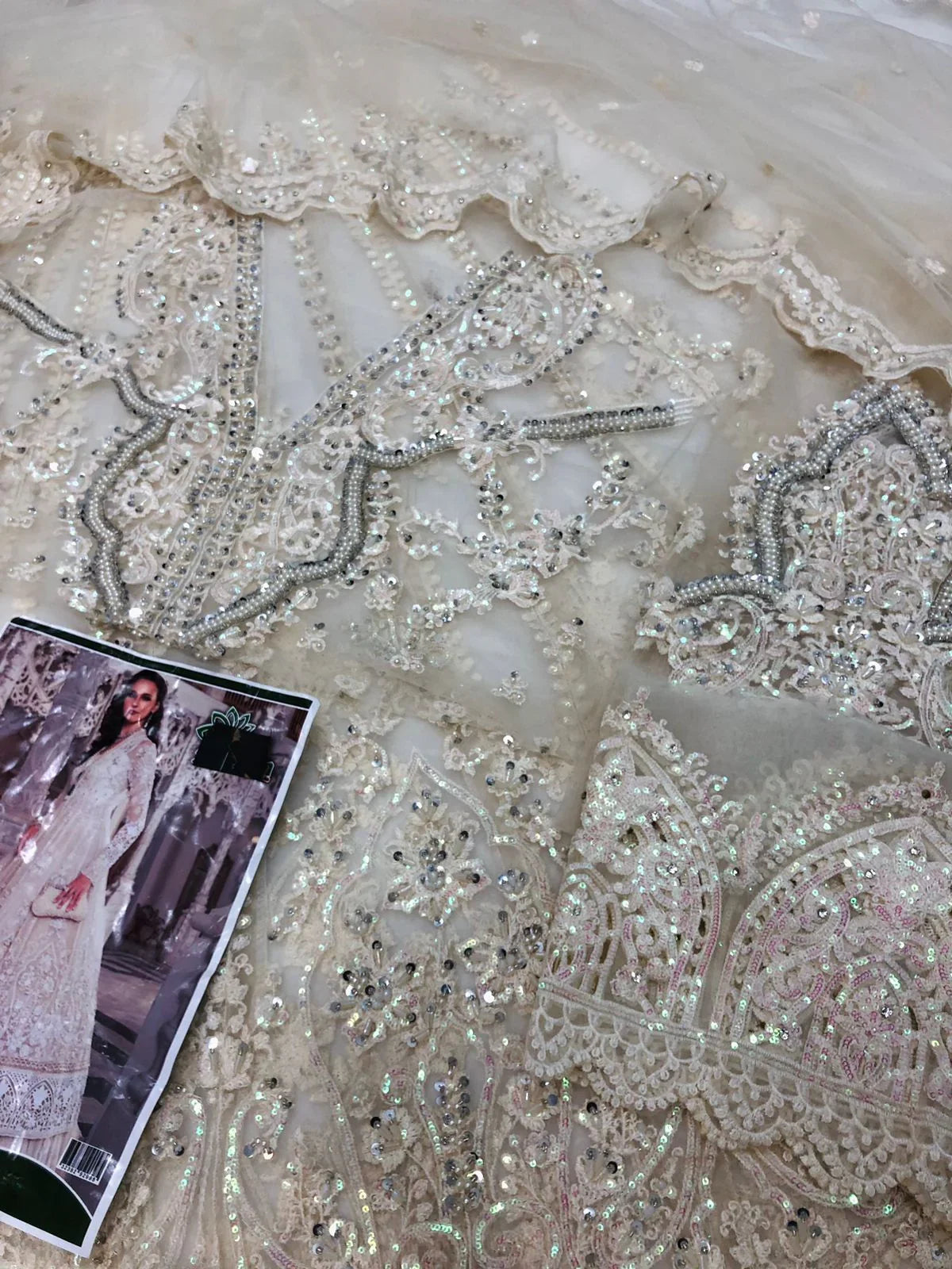 CREAM WHITE HEAVY NET MAKSI - SR FABRICS