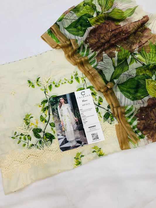 CRIMSON CREAM CHICKEN KARI LAWN - SR FABRICS