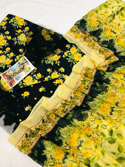 ELAF BLACK DIGITAL LAWN - SR FABRICS
