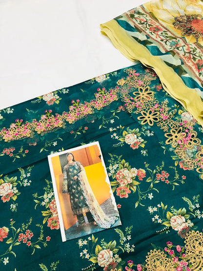 ELAF SEA GREEN DIGITAL LAWN - SR FABRICS