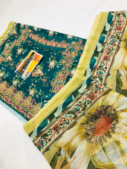 ELAF SEA GREEN DIGITAL LAWN - SR FABRICS
