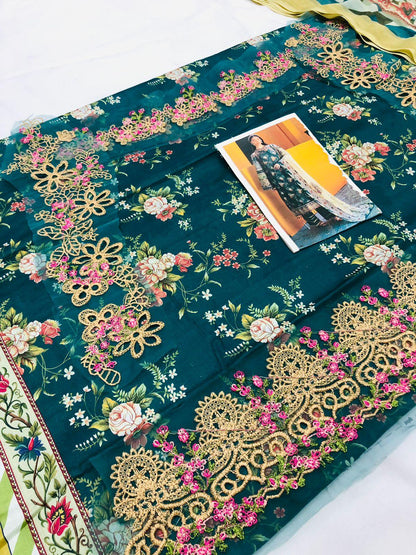 ELAF SEA GREEN DIGITAL LAWN - SR FABRICS