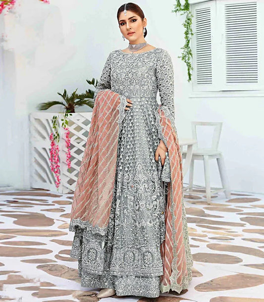 ELAN GREY PEACH NET MAKSI - SR FABRICS