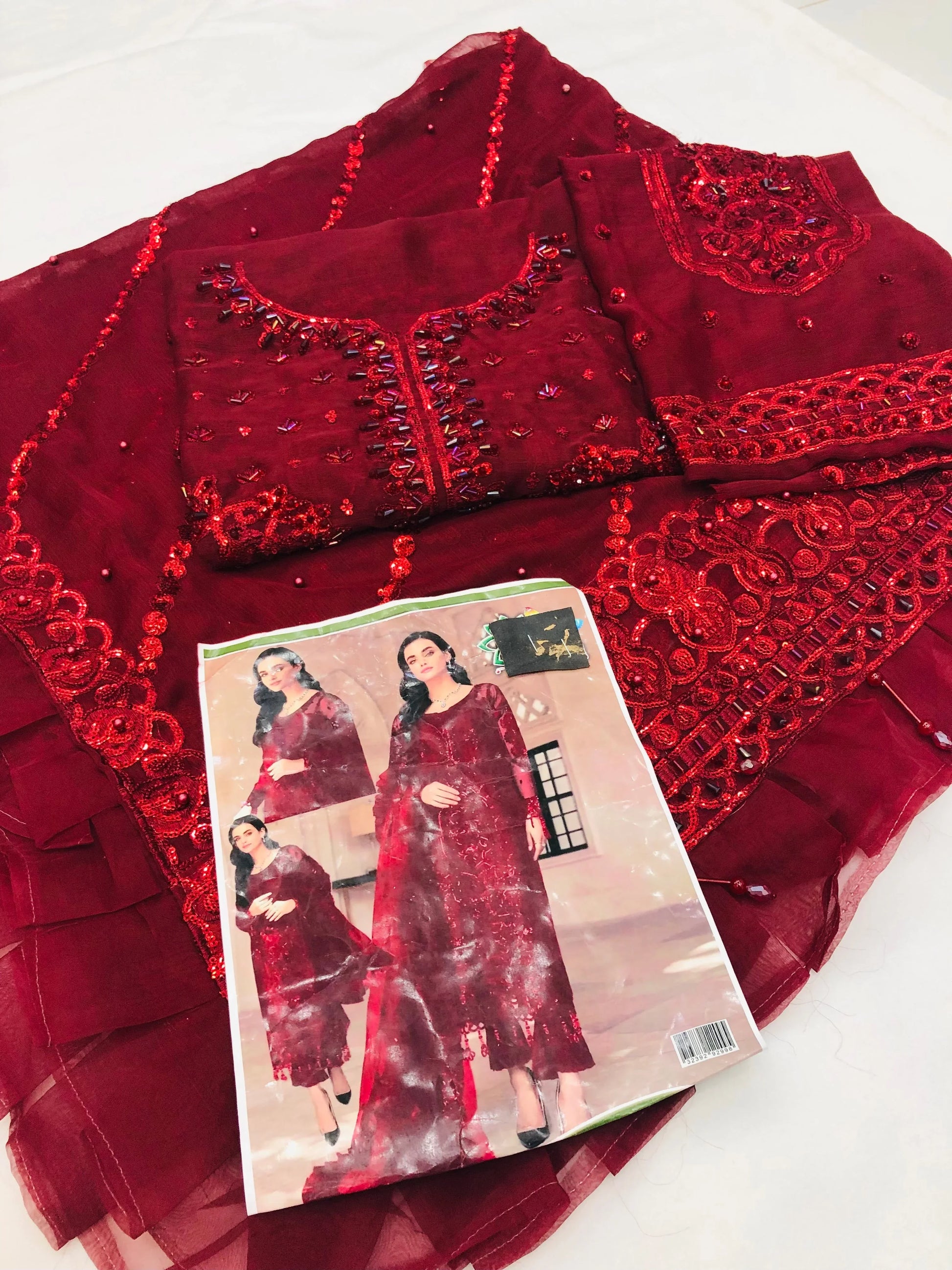EMAAN MAHROON CHIFFON - SR FABRICS