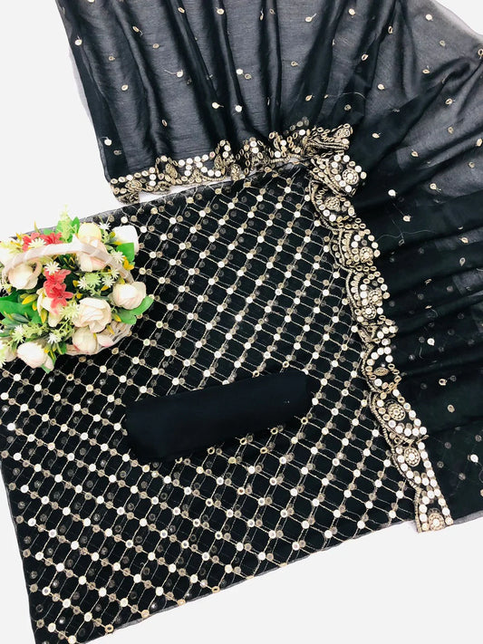 HIBA BUKHARI BLACK SHAFOON SUIT - SR FABRICS
