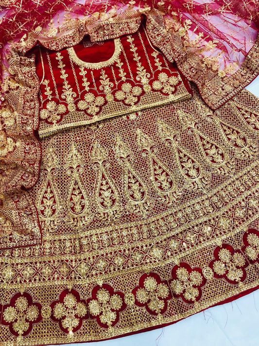 IB 001 RED LEHENGA - SR FABRICS