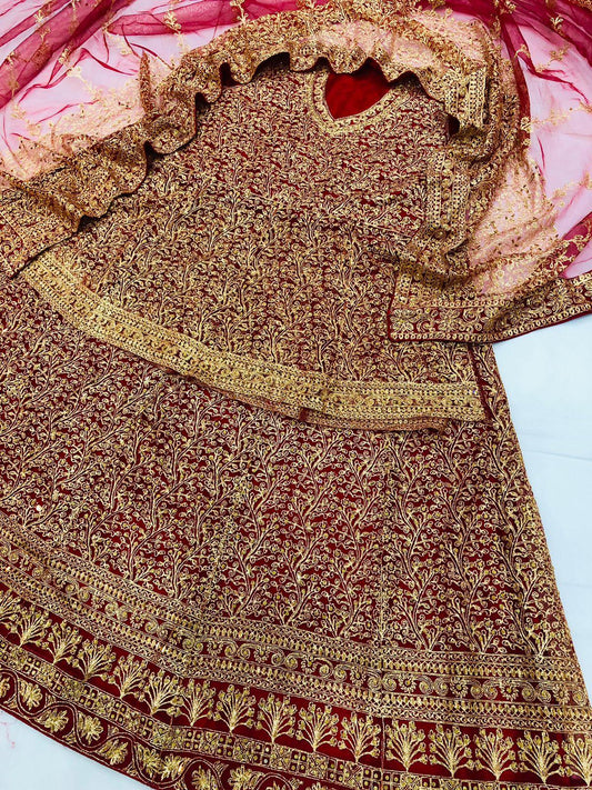 IB 002 RED LEHENGA - SR FABRICS