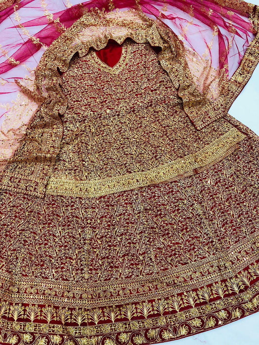 IB 002 RED LEHENGA - SR FABRICS