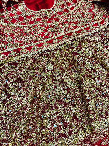 IB 003 RED LEHENGA - SR FABRICS
