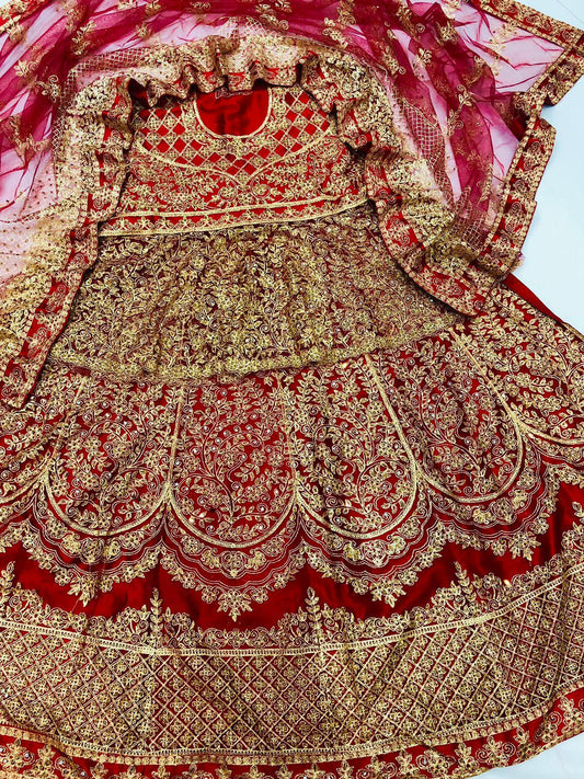 IB 003 RED LEHENGA - SR FABRICS